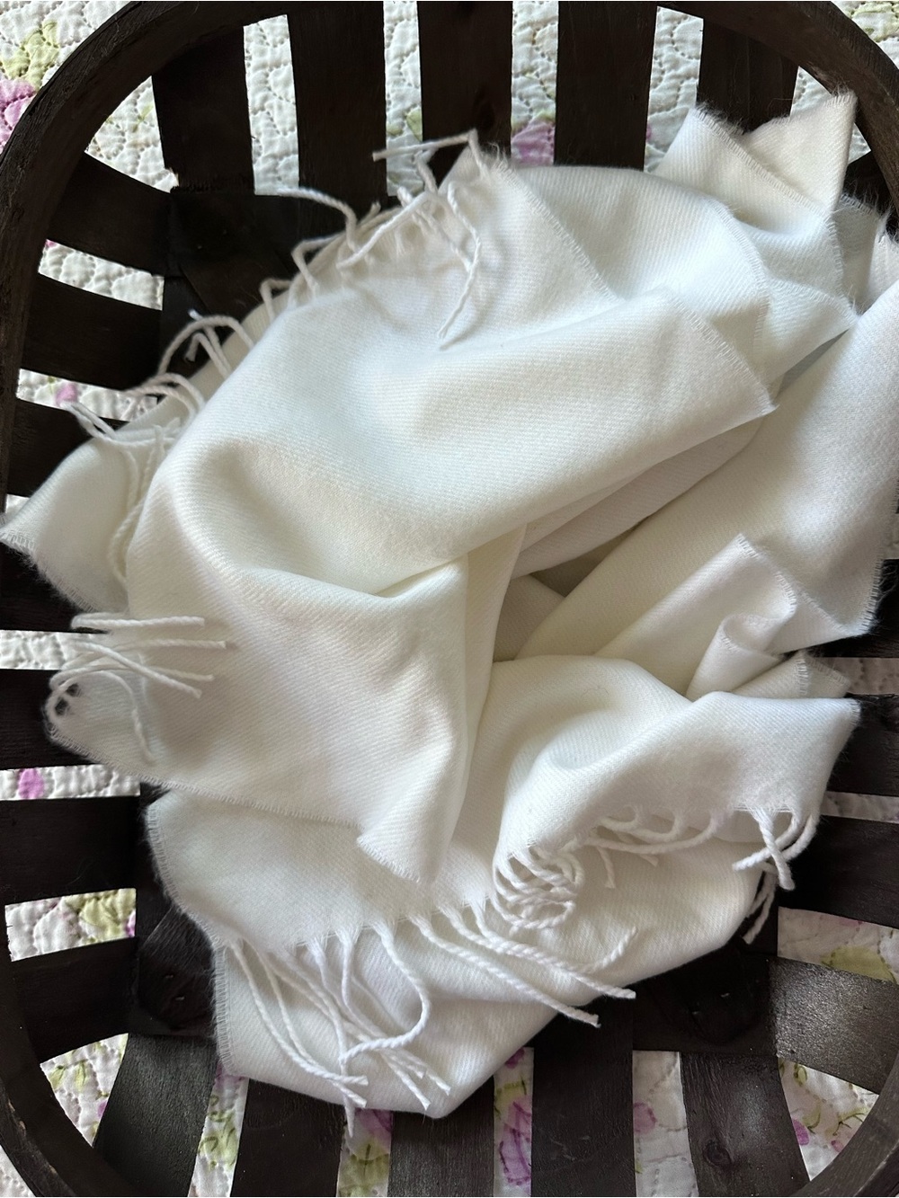 Soft White Fringe Scarf